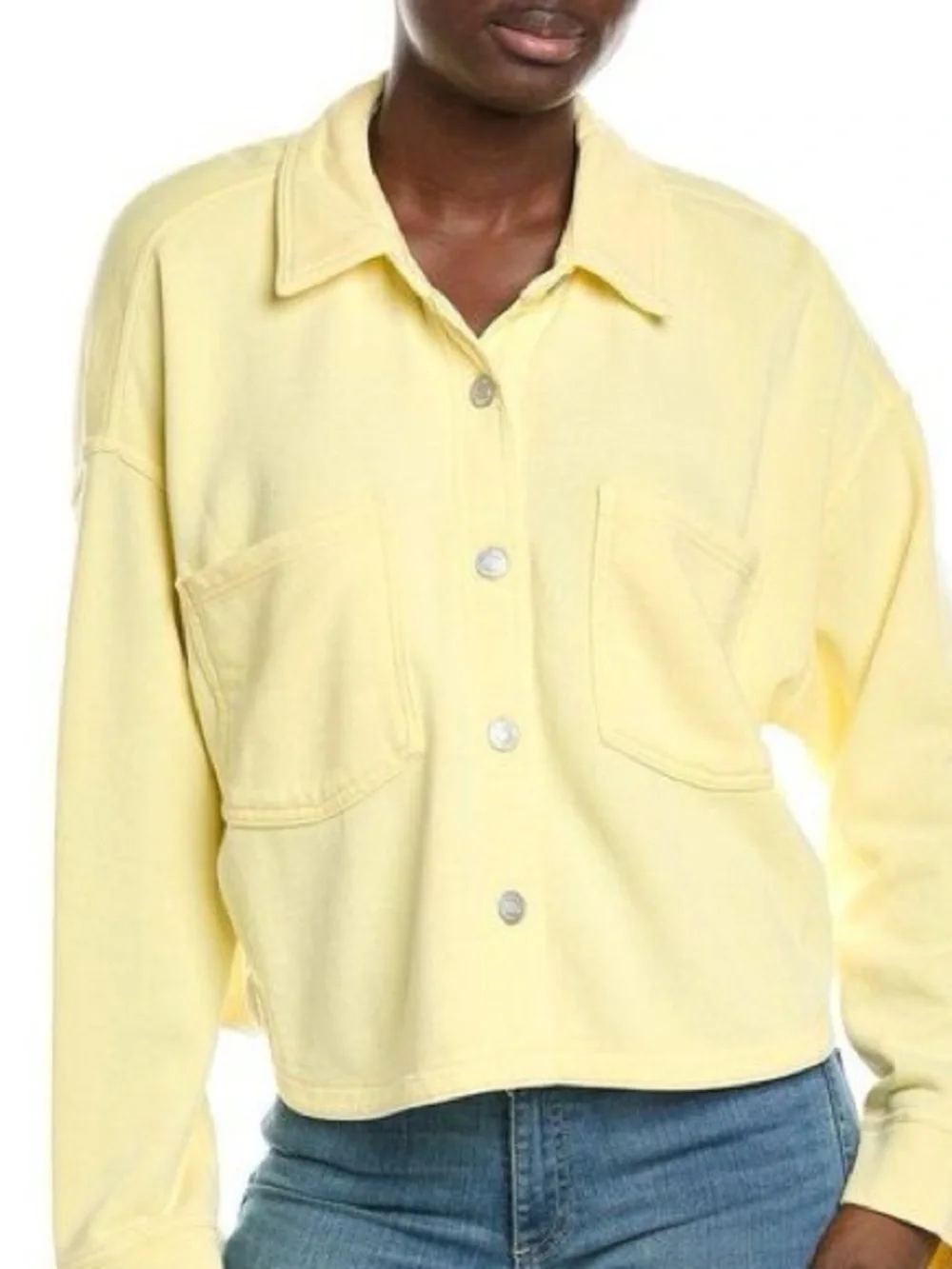 Z Supply Women's Yellow All Day Cropped Knit Jacket size XS